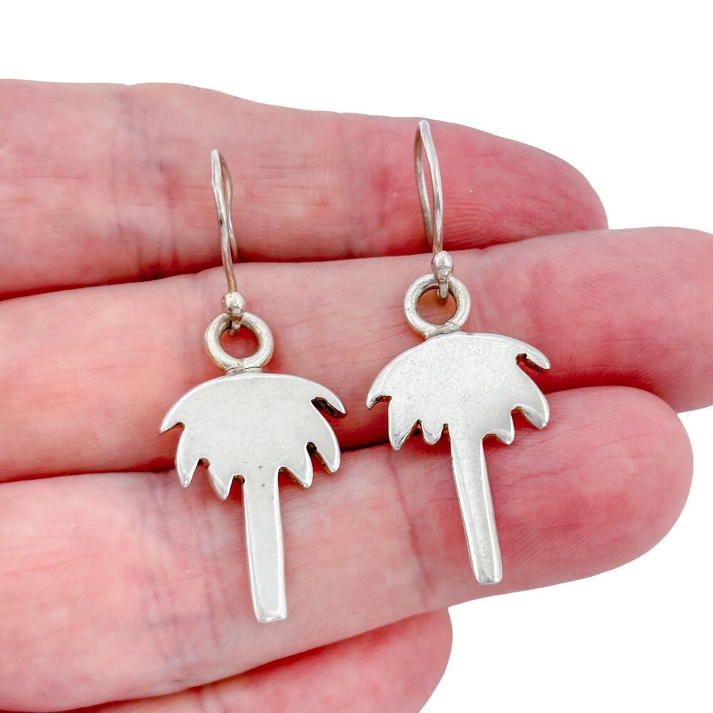 Vintage Mexican Sterling Silver 925 Palm Tree Dangle Earrings
